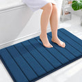 OLANLY Memory Foam Bath Mat 40x24, Super Soft Absorbent Bathroom Rugs, Quick Dry, Machine Washable Shower Floor Rugs, Bathmat Carpet, Bathroom Home Decor Accessories, Navy Blue