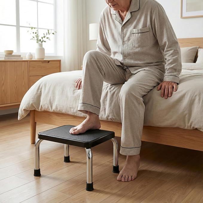 Loyoda Heavy-Duty Foot Step Stool for Adults with Non-Slip Surface, 350 lbs Capacity, Portable One-Step Stool for Kitchen, Bathroom, Office, Bedroom