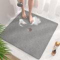 HITSLAM Square Shower Mat, 36 x 36 Inch Non Slip Bath Mat for Tub, Soft PVC Loofah Bathtub Mats with Drain Holes, Quick Drying Bathroom Stall Floor Mat, Bathroom Accessories Without Suction Cup, Grey