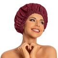 Reusable Shower Cap for Women, Large Waterproof Shower Bonnet with Elastic Band, Washable Bath Hair Cap for Long, Curly Hair, Braids, Daily Shower, Home Spa, Travel(Burgundy)
