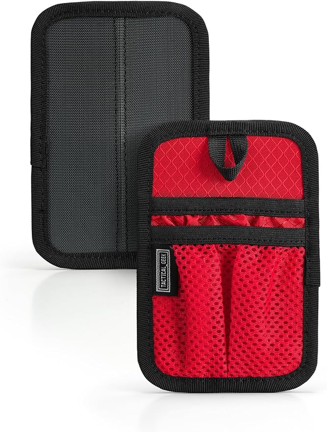 TACTICAL_GEEK TCM4 Mini EDC Organizer Board, Backpack Accessories with Smooth Hook Back Panel, Utility Admin Bag Insert Panel Modular Organizer with Open Pocket & Mesh Pocket (Red)