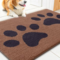 Smiry Dog Door Mat for Muddy Paws, Absorbs Moisture and Dirt, Low-Profile Entryway Mat with Non-Slip Backing, Entry Indoor Outdoor Doormat for Inside Floor (30x20 Inches, Camel and Black, Paw)