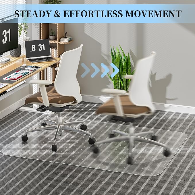 Tonaus Office Chair Mat for Carpet, 48"×60" Transparent Carpet Floor Protector Cover Rug Mat with Non-Slip Studded, 2.2mm Thick Heavy Duty for Home Computer Desk Rolling Chair Carpets Low Pile