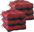 IASEAHK Chair Cushions for Dining Chairs, Seat Cushions for Kitchen Chairs, Indoor Seat Cushions with Ties, Tufted Foam Chair Pads, Non Slip Chair Cushions Set of 6, 15.5" x 15.5" x 4", Red