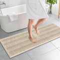 OLANLY Thick Bathroom Runner Rugs 59x20, Absorbent Chenille Striped Bath Rugs, Rubber Backing, Machine Wash Dry, Extra Long Bath Mats for Bathroom Floor, Tub and Shower, Home Decor Accessories, Sand