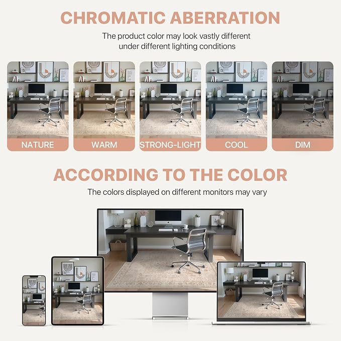 48"x60" Office Chair Mat for Hardwood Tile Floor, Under Desk Carpet Protector for Rolling Computer Chair Mat, Machine Washable Area Rug, Anti-Slip 1/5" Thick Low Pile Thin Vinyl Floor Mat, Light Pink