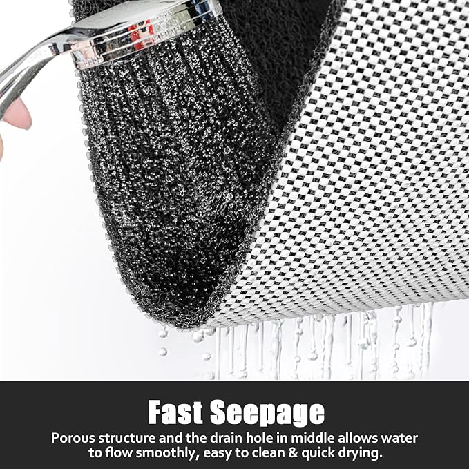 ZOESOE Shower Mat Non Slip: 24x36 Inch Large Shower Mats for Inside Shower with Drain Hole in Center, Super Soft PVC Loofah Massage Shower Stall Mat, Anti Slip Shower Floor Mat, Quick Drying
