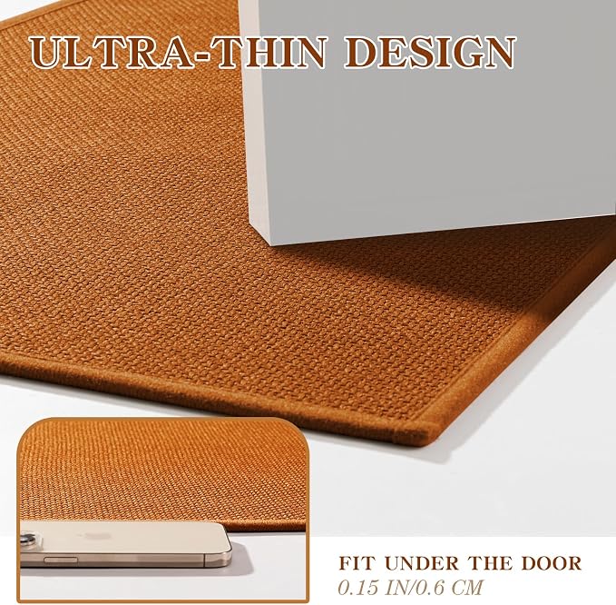 chakme Bathroom Rugs Mat 47x17, Ultra Thin Non Slip Bath Rug Runner Quick Dry Absorbent Bath Mat for Bathroom, (Orange, 47"x17")
