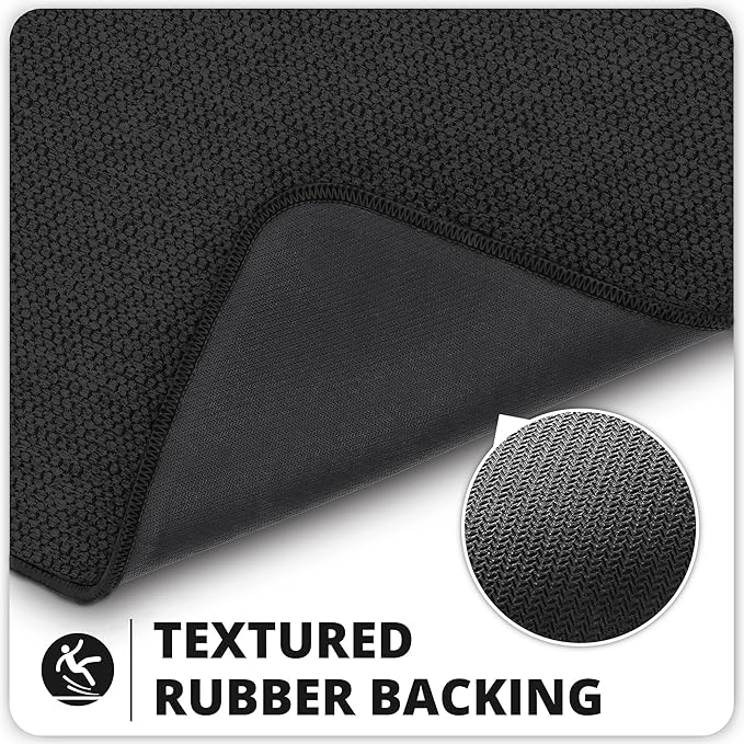 Bosap Bath Mat,Ultra Thin Bathroom Runner Rugs,Large Bath Mats for Bathroom,Quick Dry,Non-Slip,Machine Washable,Low Pile,Bath Rug,Shower Outside,Sink,Home Decor Accessories.Black,3'x4'(36x48inch)