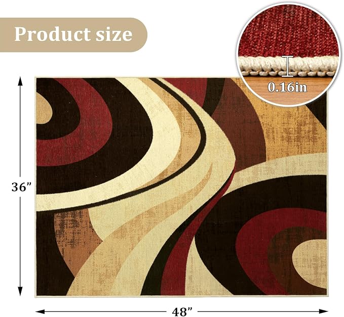 Office Chair Mat for Hardwood Floor, 48"x36" Easy Glide Computer Desk Mat Protector for Rolling Chair Under Desk Rug Nonslip Backing, Machine Wash, (Modern)