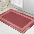 ACCUMTEK Non Slip Bath Mat, Thin Bathroom Rugs Fit Under Door, Quick Dry Bath Mats, Machine Washable Bath Rugs for Bathroom, Bathtub & Kitchen, Red/Bordered/24 x17