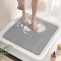 HITSLAM Square Shower Stall Mat, 21 x 21 Inch Non Slip Bath Mat for Tub, Soft PVC Loofah Bathtub Mats, Quick Drying Bathroom Shower Mat Anti Slip, Soft on Feet, Grey