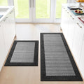 StepRite Kitchen Mats for Floor, Non-Slip Kitchen Rugs Set of 2 PCS, Super Absorbent Washable Kitchen Mats with Rubber Backing, Runner Mats for Front of Sink (20"x32"+20"x47" Black)