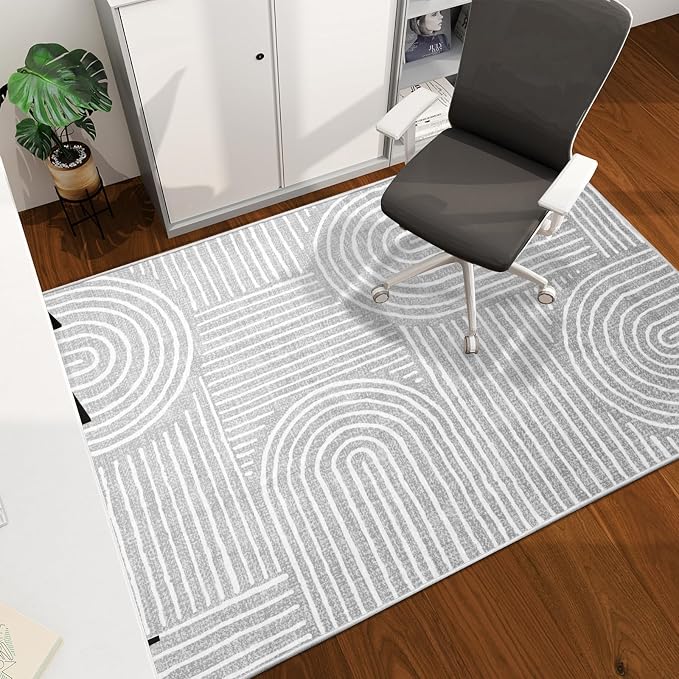 Office Chair Mat for Hardwood Floor, 60"x45" Easy Glide Computer Desk Mat Protector for Rolling Chair Under Desk Rug Nonslip Backing, Machine Wash, (Modern)