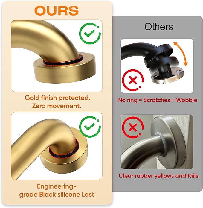 Shower Grab Bar,23.4 Inch Anti Slip Brushed Gold Stainless Steel Grab Bars for Bathtubs and Showers, Bathroom Grab Bar,Safety Shower Handle,Handicap Elderly Injury Senior Assist Bath Handle