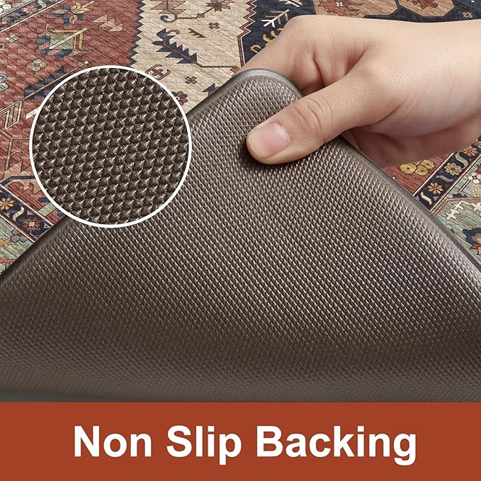 KIMODE Farmhouse Kitchen Mats, Anti Fatigue Kitchen Rugs Sets of 2, Non Slip Waterproof Kitchen Floor Mats, Ergonomic Cushioned Comfort Standing Mat, Red Laundry Room Rug for Office, Sink, Desk