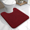 OLANLY Toilet Rugs U-Shaped 20x20, Extra Soft Absorbent Chenille Contour Bathroom Rugs for Toilet, Dry Quickly, Machine Washable, Non-Slip Bath Mat, Red