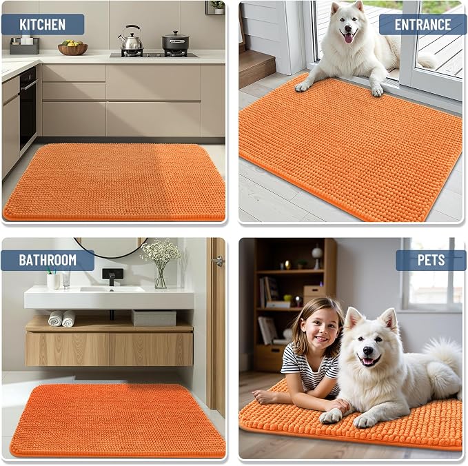 Arotive Bathroom Rugs 24" x 16", Ultra Soft Absorbent Chenille Bath Rugs, Non-Slip Rubber Backing, Machine Washable Bath Mats for Bathroom Floor, Tub and Shower, Home Decor Accessories, Coral