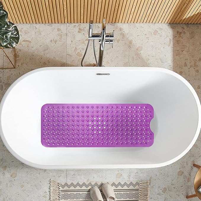 Sheepping Baby Bath Mat Non Slip Extra Long Bathtub Mat for Kids 40 X 16 Inch - Eco Friendly Bath Tub Mat with 200 Big Suction Cups,Machine Washable Shower Mat (Purple)