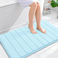 OLANLY Memory Foam Bath Mat 40x24, Super Soft Absorbent Bathroom Rugs, Quick Dry, Machine Washable Shower Floor Rugs, Bathmat Carpet, Bathroom Home Decor Accessories, Sky Blue