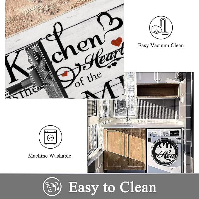 Vaukki Boho Kitchen Rug Sets 3 Pieces, Washable Kitchen Mats for Floor, Non Slip Soft Kitchen Area Rug Floor Mat for Kitchen, Laundry Room and Hallway (Log, 20''x32''+20''x47''+20''x59'')