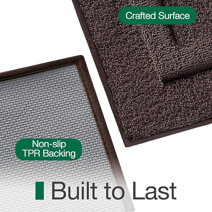 LUMI Ultra Soft Bathroom Rugs Non Slip with Rubber Backing, Absorbent Washable Bath Mat Quick Dry, Upgraded Premium Microfiber Plush Carpet for Bathtub and Shower Floor, Brown, 17x30