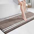 PURRUGS Bathroom Rug Non-Slip Machine Washable 24" x 60", Super Absorbent and Quick Dry Shaggy Microfiber Bath Mat, Extra Soft and Plush Bath Rug for Bathtub, Shower, and Sink, Brown