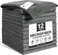 SIFANGKE Microfiber Cleaning Cloth, 12 Pack Grey Cleaning Rags for Housekeeping, Reusable Microfiber Towels for Car, Kitchen, Bathroom and Household Cleaning Supplies, 11.8"X11.8"