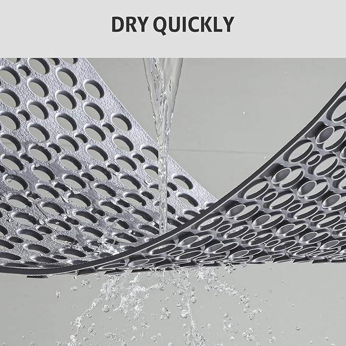 XIYUNTE Shower Mat Non Slip Bath Mat for Tub - 35" x 16" Soft TPE Bathtub Mat Non Slip Shower Mats for Inside Shower, Anti Slip Shower Mat with Suction Cups, Quick-Drying Bath Tub Mat, Grey