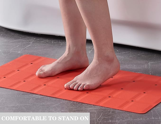 Webos Foldable Non Slip Silicon Bath Mat Bathtub mat Shower mats no Suction Cups for Textured Tub and Reglazed Tub(Foldable-Red, 28-inch x 14-inch)
