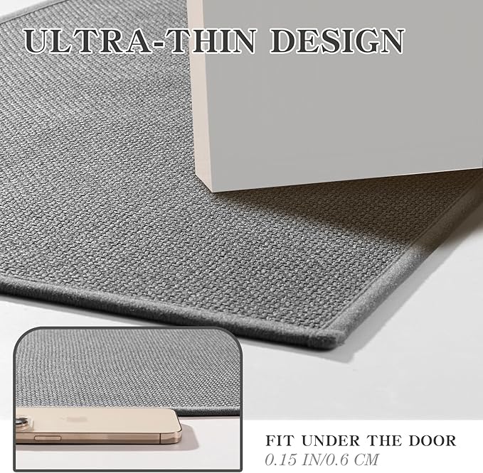 chakme Bathroom Rugs Mat 32x17, Ultra Thin Non Slip Bath Mat Quick Dry Absorbent Bath Mat for Bathroom Floor, (Dark Grey, 32"x17")