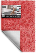 Hearth & Harbor Bathroom Rugs, Chenille Bath Mat - Machine Washable Bath Mats for Bathroom Non-Slip Backing Rubber, Quick Dry Bathroom Mat - Rose Bath Rug, 17x24