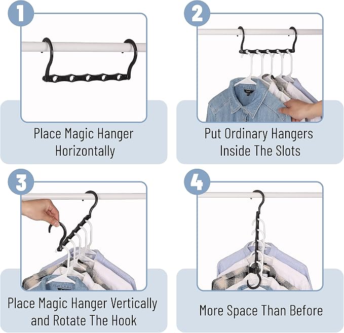 Mr. Pen- Space Saving Hangers, 8 pcs, 360° Rotating Hooks, Magic Cascading Hanger Organizer with 5 Enclosed Slots, Closet Organizers and Storage for Clothes, College Dorm Room Essentials