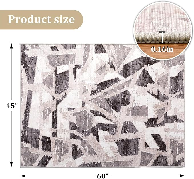 Office Chair Mat for Hardwood Floor, 60"x45" Easy Glide Computer Desk Mat Protector for Rolling Chair Under Desk Rug Nonslip Backing, Machine Wash, (Modern)