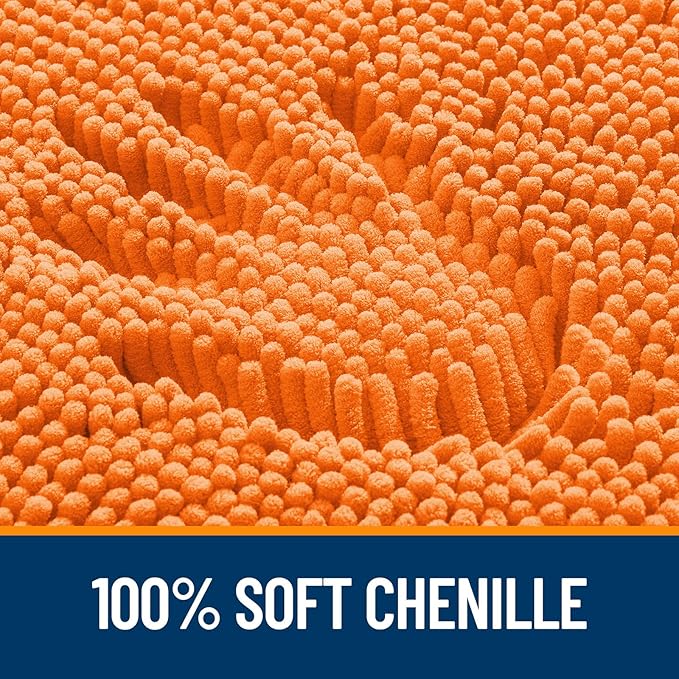 OLANLY Bathroom Runner Rugs 59x20, Extra Soft Absorbent Chenille Bath Rugs, Rubber Backing Quick Dry, Machine Washable Long Bath Mats for Bathroom Floor, Tub and Shower, Home Decor Accessories, Orange