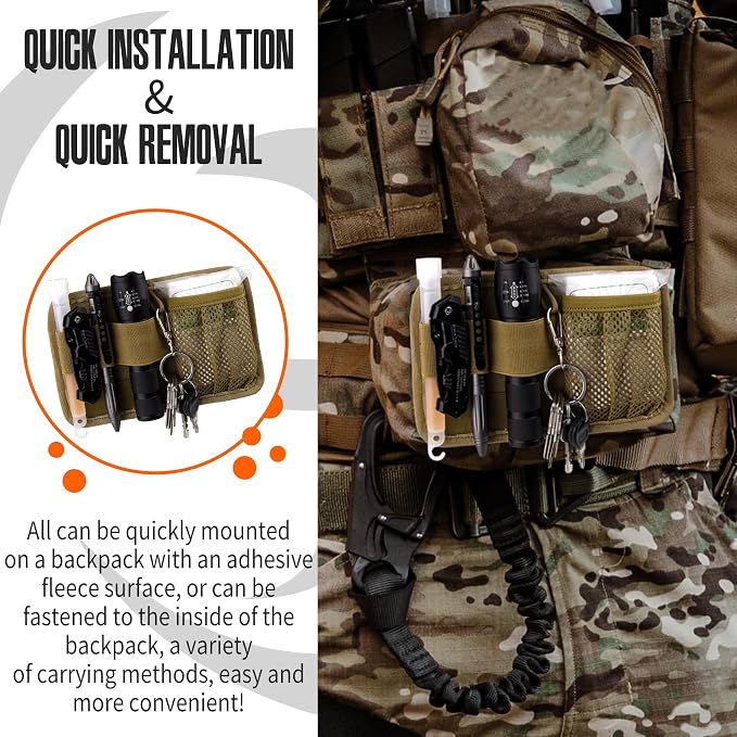 bvya Tactical Bag Insert Modular Panel Organizer Utility Admin Pouch Hook Fasteners for Gadgets
