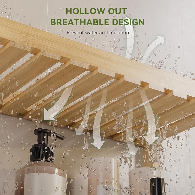 AmazerBath Bamboo Over The Toilet Storage Shelf - 2-Tier Bathroom Organizers and Storage Shelves, 2 in 1 Dual Stable Above Over Toilet Bamboo Shelf Home Storages Rack for Small Bathroom, Space Saver