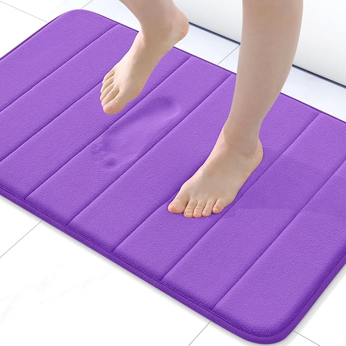 Buganda Memory Foam Bath Mat, 30" x 20", Ultra Soft and Non-Slip Bathroom Rugs, Water Absorbent and Machine Washable Bath Rug for Bathroom, Shower, and Tub, Purple