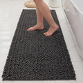 Bathroom Rugs Non Slip Washable 70x24, Extra Thick Soft Chenille Absorbent Bath Mat, High Density Barrier Non Slip Backing, Quick Dry Plush Shaggy Floor Carpet for Tub&Shower, Darkgrey