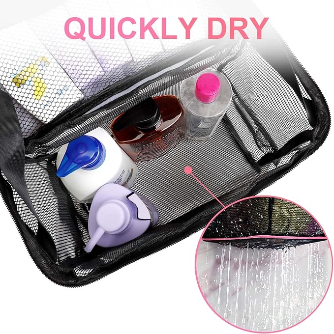 Mesh Shower Caddy,Portable Hanging Travel Toiletry Bag Dorm Room Essentials for College Students Girls,Large Makeup Organizer for Full-Sized Toiletries,Travel Essentials for Women Girls Camping Beach
