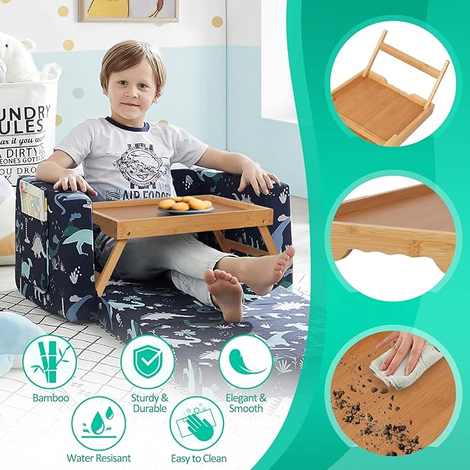 Artmeer Bed Tray Table with Folding Legs,Bamboo Breakfast in Bed for TV Table, Laptop Computer Tray,Eating,Snack Tray Beige 2 Pack(Beige)