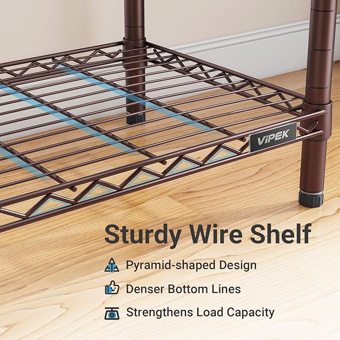 VIPEK V5 Portable Closet Wardrobe Heavy Duty Clothes Rack Metal Freestanding Clothing Racks, Adjustable Custom Closet Racks with 4 Hanging Rods & 8 Shelves, 68.9" Lx15.7 Wx76.4 H, Bronze