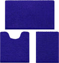 HOMEIDEAS 3 Pieces Bathroom Rugs, Ultra Soft Non Slip Absorbent Chenille Toilet Bath Mat Set (Royal Blue)