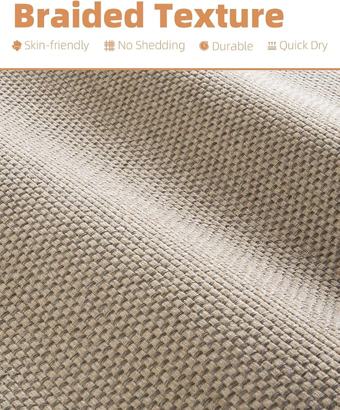 PADOOR Non-Slip Bath-Mats, Rubber-Backing Braided Absorbent Bathroom Mat Machine Washable Thin Bathroom Rugs Fit Under Door Quick Dry Bath Rugs for Floor, 17''x24'' Light Beige