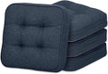 GOFORIT Memory Foam Cushion，Square Seat Cushions for Dining Chairs,Non-Slip Chair Pads with Removable Cover, 16'' x 16'', 4 Pack,Dark Blue