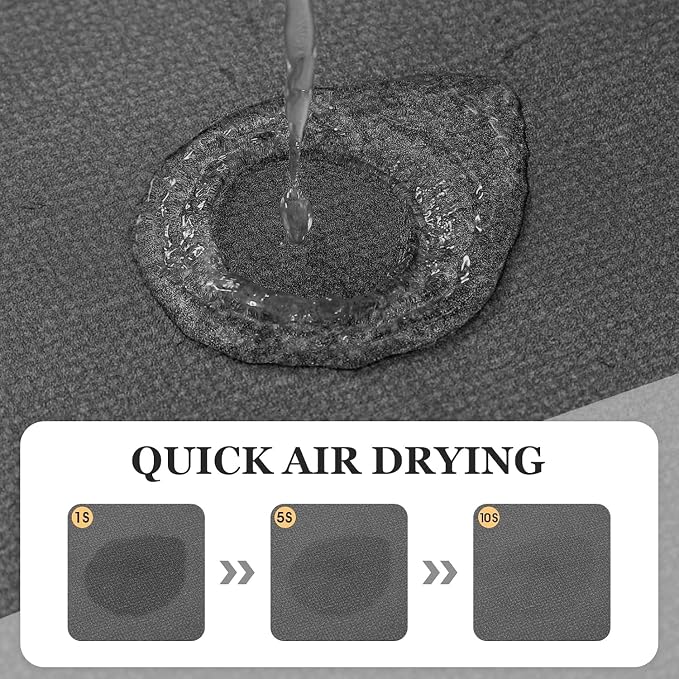 ACCUMTEK Non Slip Bath Mat, Thin Bathroom Rugs Fit Under Door, Quick Dry Bath Mats, Machine Washable Bath Rugs for Bathroom, Bathtub & Kitchen, Grey/Bordered/U-Shaped 24"x20"