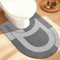 ACCUMTEK Non Slip Bath Mat, Thin Bathroom Rugs Fit Under Door, Quick Dry Bath Mats, Machine Washable Bath Rugs for Bathroom, Bathtub & Kitchen, Grey/Bordered/U-Shaped 24"x20"