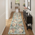 DUKINO 2x10 Runner Rug for Hallway, Washable Kitchen Rug with Non Slip Backing & Non-Shediing, Soft Low Pile Floral Design Runner for Bedroom, Kithchen, Living Room, Laundry, Bathroom, Sage Green