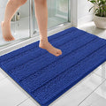 OLANLY Thick Bathroom Rugs 36x24, Extra Soft Absorbent Chenille Striped Bath Rugs, Rubber Backing, Machine Wash Dry, Bath Mats for Bathroom Floor, Tub and Shower, Home Decor Accessories, Royal Blue