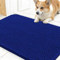 OLANLY Dog Door Mat for Muddy Paws 30x17, Absorbs Moisture and Dirt, Absorbent Non-Slip Washable Doormat, Quick Dry Chenille Mud Mat for Dogs, Entry Indoor Entryway Carpet for Inside Floor, Royal Blue